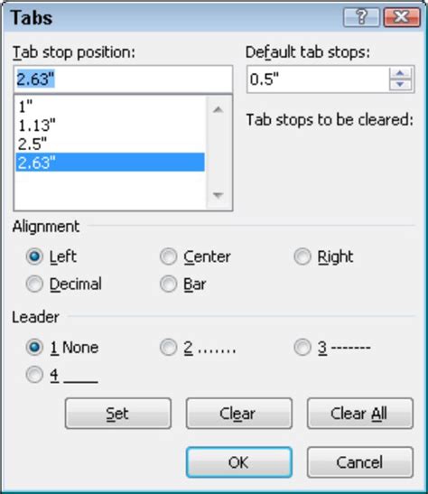 How To Set A Leader Tab In Word 2010 Dummies