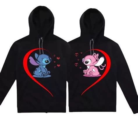 Sudaderas Suéter Parejas Novios Dúo Amor Stitch Y Ángel Meses sin interés