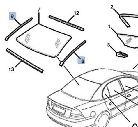 Right Rear Windscreen Side Mould Suit Holden Vy Vz Commodore Sedan No 8 In Diagram