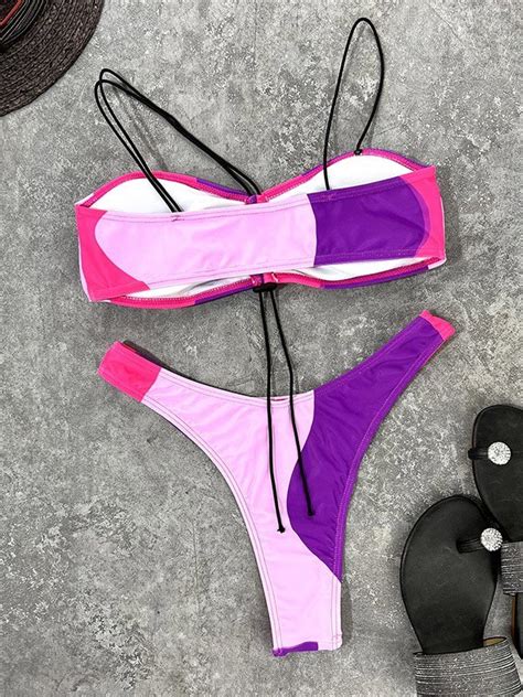 Emmiol Envío gratis 2024 Conjunto de bikini con bloques de color