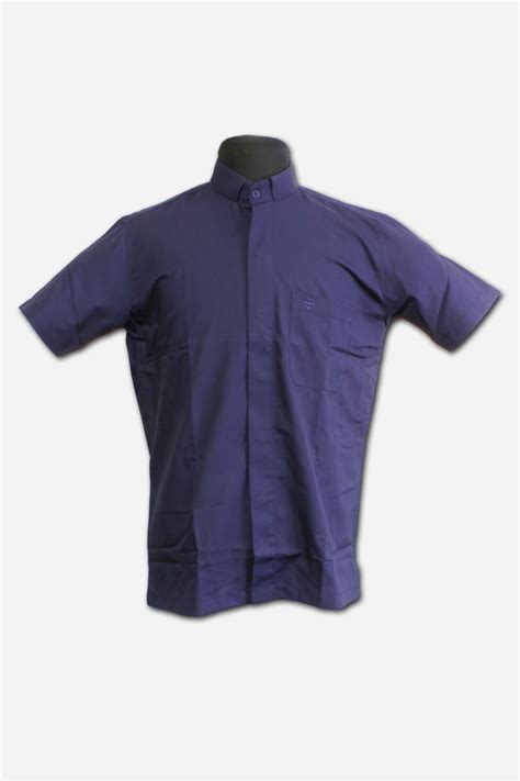 Clerical Shirt Dark Blue Short Sleeves Hidden Buttons Medium Xt6