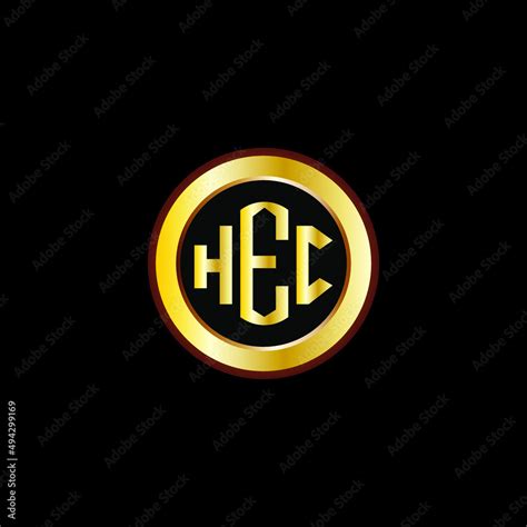 HEC letter circle logo design. HEC letter logo design with black ...