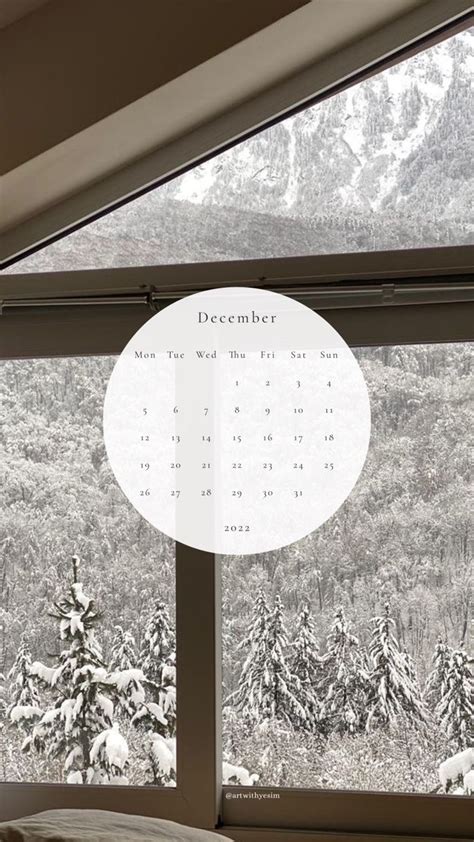 Winter Calendar Wallpaper for December