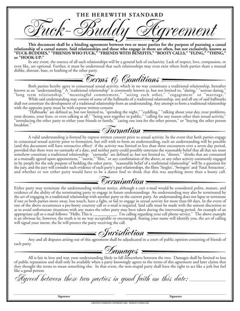 Sex Buddy Contract Form Fill Out Printable PDF Forms Online