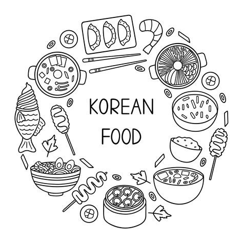 Premium Vector Korean Food Doodle Set Asian Cuisine In Sketch Style