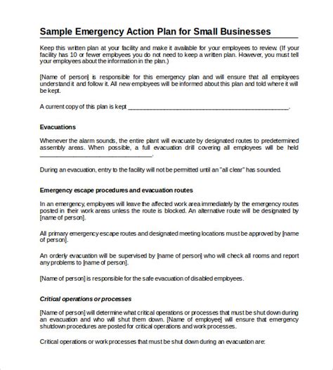 Sample Emergency Action Plan Template 6771 Hot Sex Picture