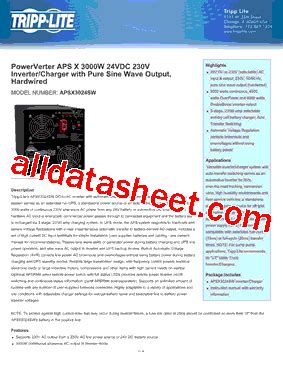 Apsx Sw Datasheet Pdf Tripp Lite All Rights Reserved