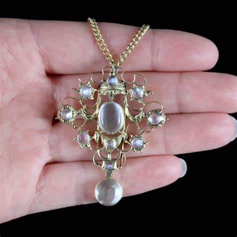 Antique Victorian Moonstone Pendant Necklace Silver Gold Circa 1880 At 1stdibs Antique