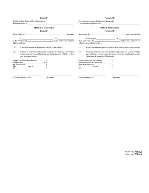 Form F Affidavit Of Intervention New Brunswick Atticus Forms