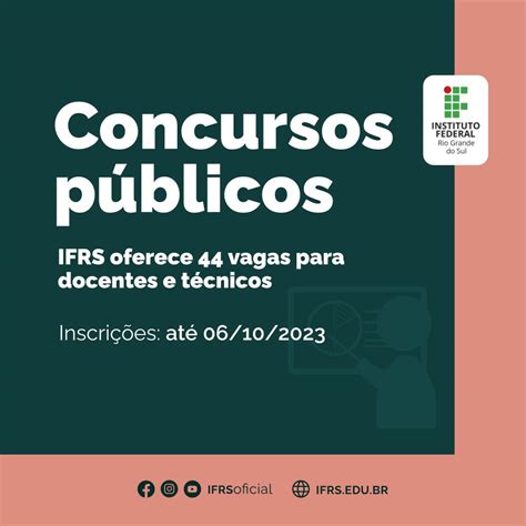 IFRS abre concursos públicos 44 vagas para profissionais de