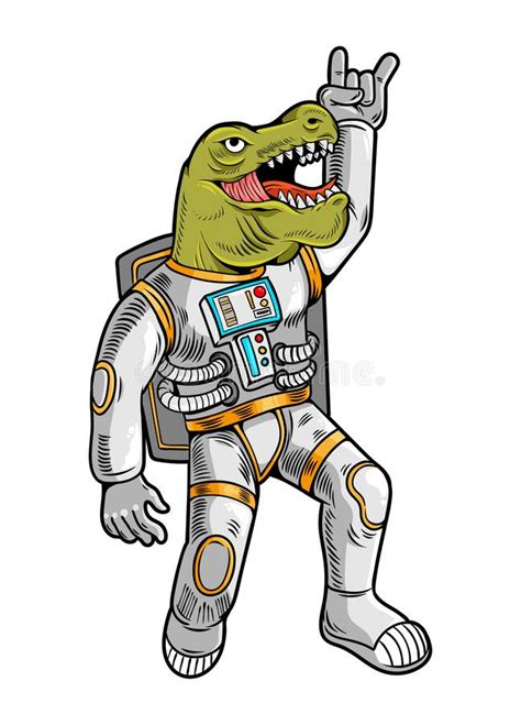 Astronauta Rex Tyrannosaurus In Tuta Spaziale Illustrazione Vettoriale