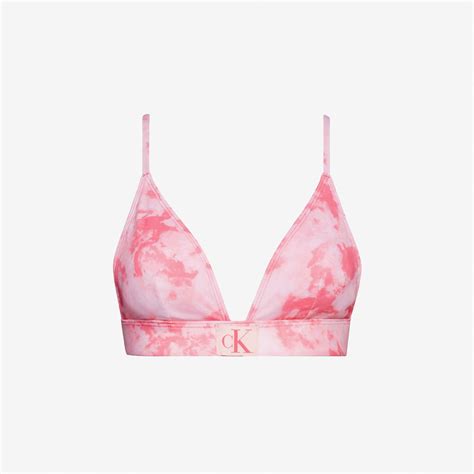 Calvin Klein Fixed Triangle Print Kadın Pembe Bikini Üstü Bikini Mayo