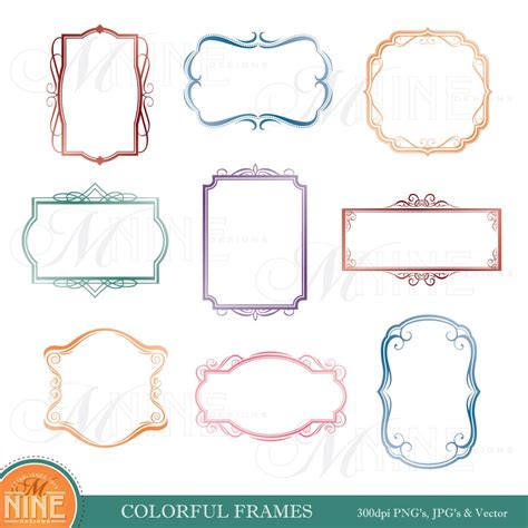 COLORFUL FRAMES Digital Clipart Design Elements, Instant Download ...