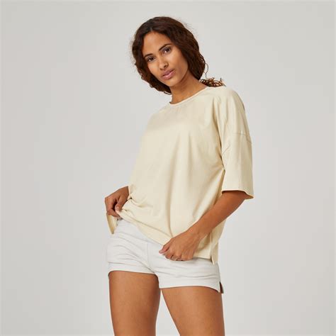 Women's Oversized Cotton T-Shirt - Beige