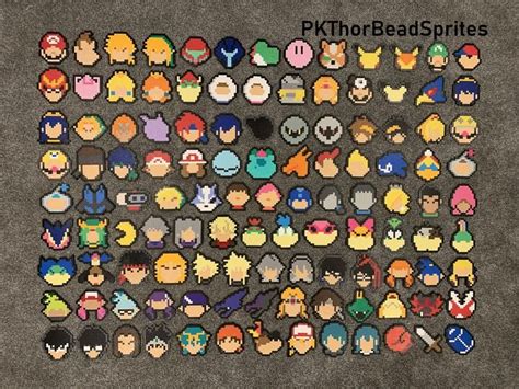 Super Smash Bros Ultimate Stock Icon Bead Sprites Keychains In 2020