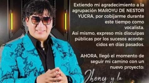 Exvocalista De Maroyu Jhonny Claros Forma Su Propia Agrupaci N Y Busca