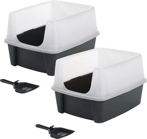 Amazon Iris Ohyama 2 Pack Cat Litter Tray With High Sides No