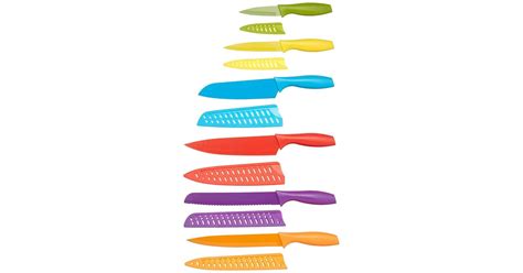 Amazonbasics 12 Piece Coloured Kitchen Knife Set Best Kitchen Knives On Amazon Popsugar Food