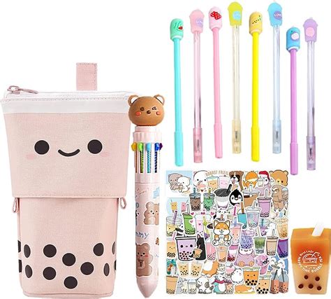 Piece Set Kawaii Stationary Set Comes With Pop Up Boba Pencil Case