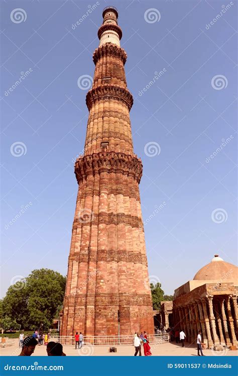 qutub minar unesco world heritage site delhi editorial photography