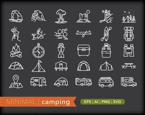 30 Camping Icons Travel Icons SVG AI PNG Digital Download for Design ...