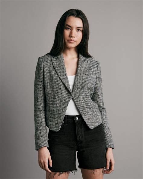 Rag Bone Elle Tweed Blazer In Black Lyst Uk