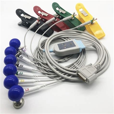 10 Lead Ecgekg Cable With Chest Suction And Limb Clamp Electrodes