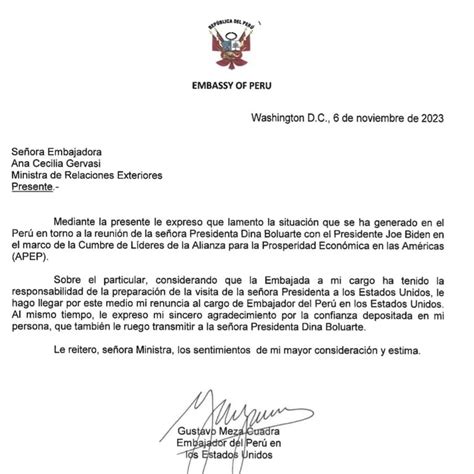 “lamento La Situación Generada” Embajador De Perú En Ee Uu Renuncia Tras Polémica Por Reunión