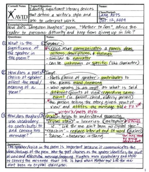 Note Making Examples With Answers