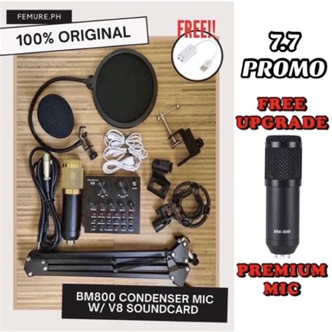 100 ORIGINAL BM800 MIC CONDENSER V8 SOUNDCARD COMPLETE SET WITH FREE