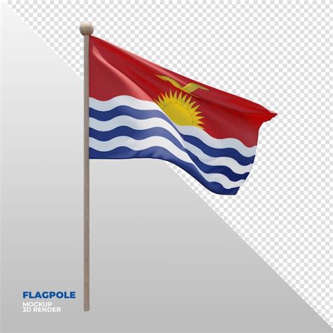 Premium PSD Realistic 3d Textured Flagpole Flag Of Kiribati