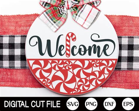 Christmas Door Hanger Svg Bundle Christmas Welcome Sign Svg Etsy