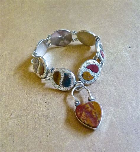 REDUCED Victorian Scottish Agate Sterling Silver Bracelet Etsy