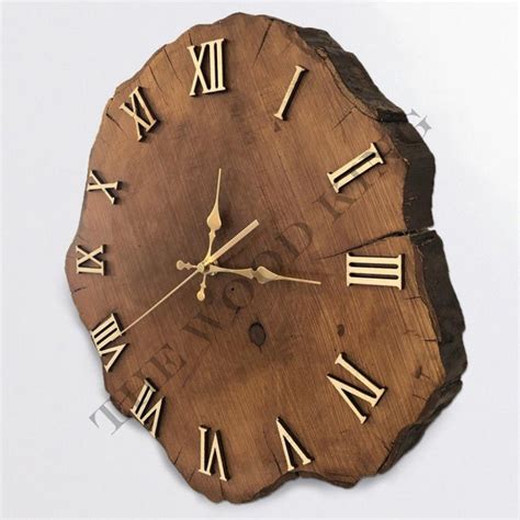 Wood Oak Slice Clock Tree Wall Clock Natural Stump Clock Etsy