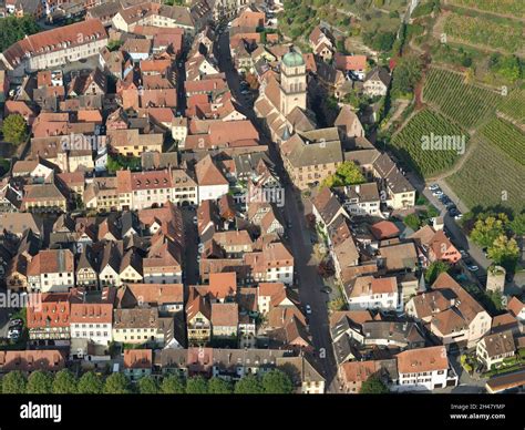 AERIAL VIEW Picturesque Town At The Eastern Foothills Of The Vosges