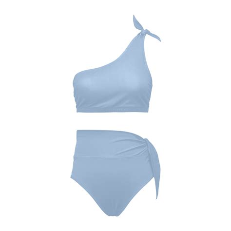 Cerulean High Waisted One Shoulder Bikini Set Model S Id D