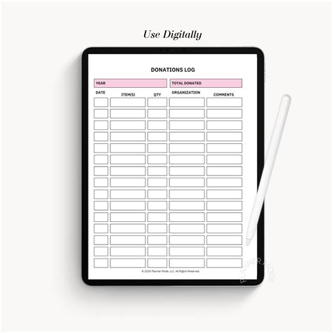 Donation Log Donations Tracker Printable Donation Log Tithe Tracker Donation Insert