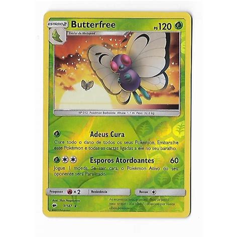 Pokemon Butterfree Reverse Foil Sol E Lua Sombras Ardentes Shopee Brasil