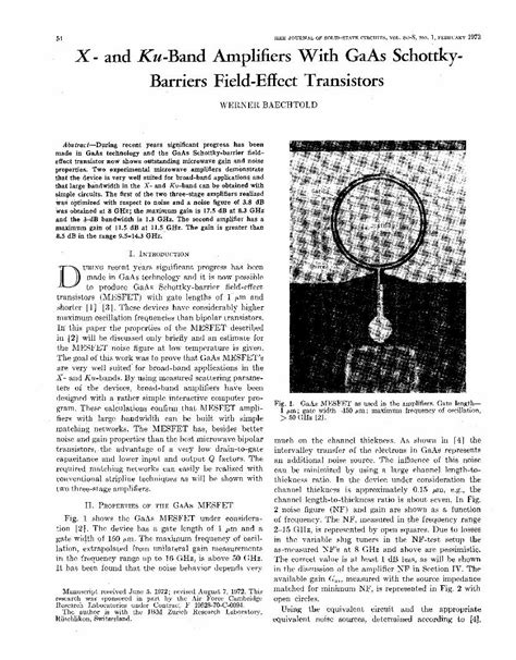 PDF X And Ku Band Amplifiers With GaAs Schottky Barriers Field