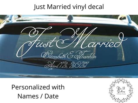 Personalized Just Married Vinyl Decal With Names Date Etsy