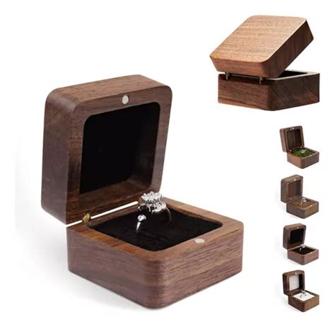 Caja De Madera Nogal Para Un Anillos De Boda O Compromiso Meses Sin