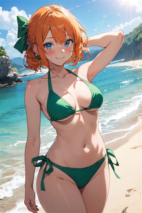 Ai Art Nakano Yotsuba In Green Bikini By Hotman Pixai Anime Ai