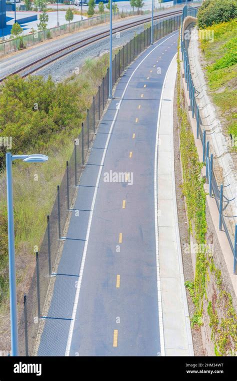 Bike Path Near The Train Tracks In San Marcos In San Diego California