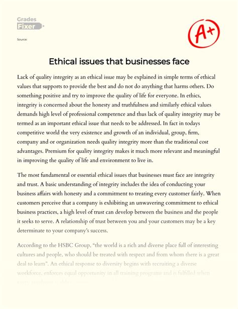 Ethical Issues That Businesses Face [essay Example] 687 Words