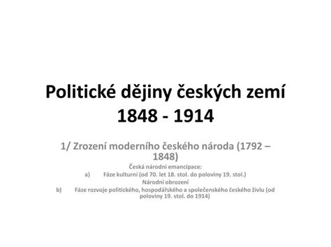 PPT Politické dějiny českých zemí 1848 1914 PowerPoint Presentation