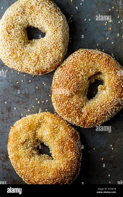 Sesame seed bagels Stock Photo - Alamy