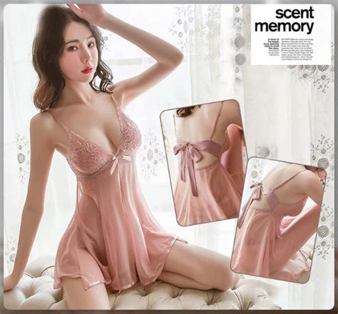 Jual Wanita Lingerie Sexy Renda Mesh Baju Tidur Busur Backless