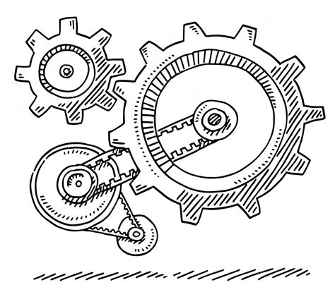 Premium Vector A Black And White Drawing Of Gears With The Word Gears