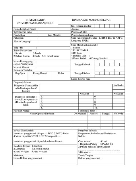 Formulir Rumah Sakit Koleksi Gambar