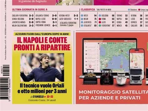 Prima Pagina Gazzetta Dello Sport Oggi Il Napoli Riparte Da Conte